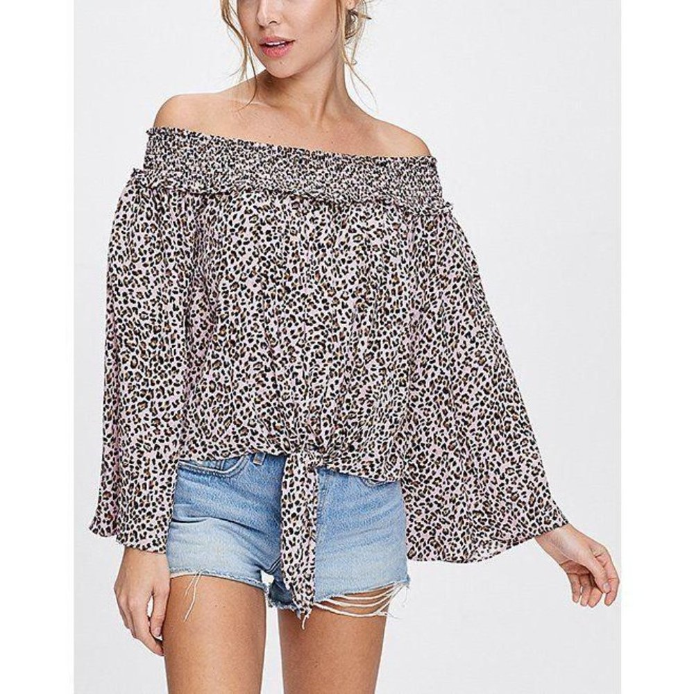 Free People FP Movement Leopard Off-Shoulder Top - Picture 3 of 15